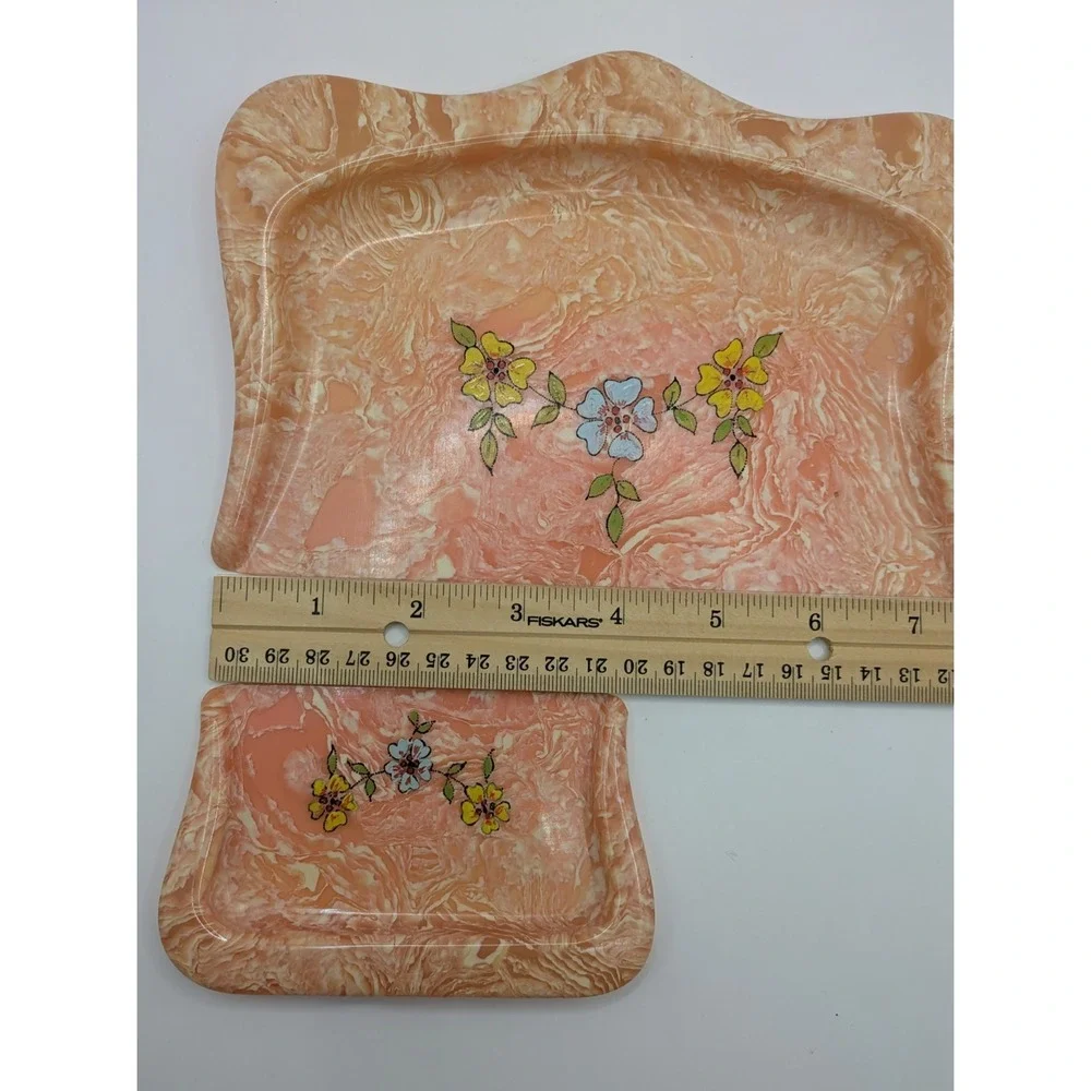 Vintage Celluloid Table Crumb Catcher Silent Butler‎ Pink Marble